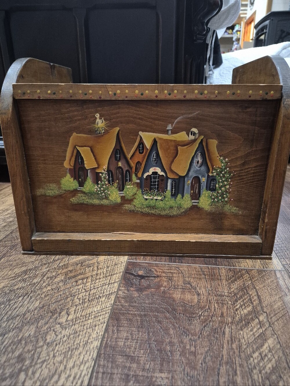 Vintage Handmade & Handpainted Bread Box Farmhouse Cottagecore Kitchen Accessory